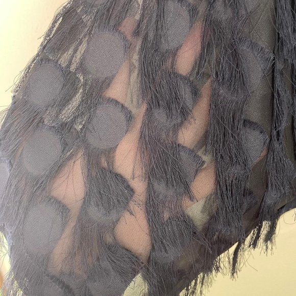 H&M Navy Sheer Sleeve Eyelash Polka‎ Dot Blouse - Picture 4 of 6